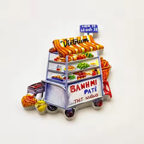 1PC 3D Magnetic Fridge Magnet Cute Food Cart Delicious Food Vietnam Travel Souvenir Resin Painting F