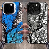Sketch Black Tree Branches Shell For IPhone 17 16 15 14 13 12 11 Pro Max 16 Plus 16E 17 Air Case Cov