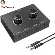 IP 4 Port Audio Switch, 3.5mm Audio Switcher, Stereo AUX Audio Selector, 4 Input 1Output/1Input 4 Ou