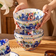 Bohemian Rice Bowl Homemade Underglaze Retro New Ceramic Bowl SvLY