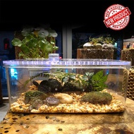 11.5inch Desktop Viewing Turtle Tank HD Transparent Viewing Turtle Tank With Filter Pump Filter Box Aquarium Lamp Water Circulation Swamp Filter Turtle Aquarium Tortoise Breeding Akuarium Kura Kura Tangki Kura-Kura