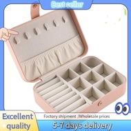 E7G-Travel Jewelry Box PU Leather Small Jewelry Organizer for Women Girls Portable Mini Travel Case 