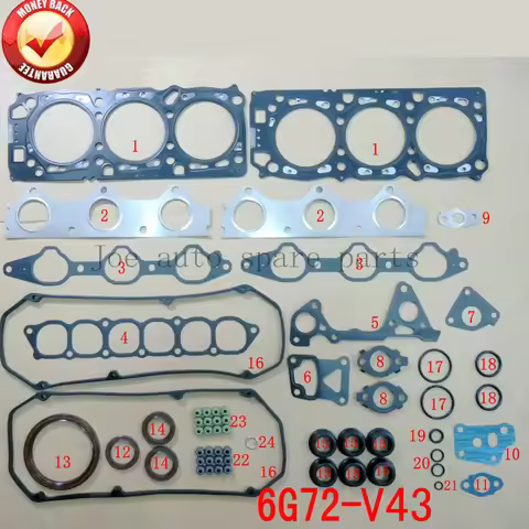 6G72 V43 Engine Full Gasket Set kit for Mitsubishi Montero Challenger 3.0L 2972cc 24V 1994- MD973444