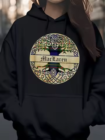 Celtic Tree of Life Maclaren Tartan Print Hoodie for Clan Heritage Wear Unisex Casual Outfit