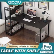 120/90cm Computer Table with Shelves Office Table with Drawer Work Desk Study Table with Bookshelf