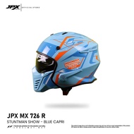Helm JPX Full Face MX-726R Stuntman Show - Blue Capri