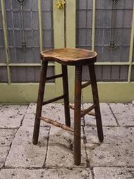 【卡卡頌  歐洲古董】英國  手工  厚板橡木 高腳椅  吧台椅  歐洲老件    ch0510