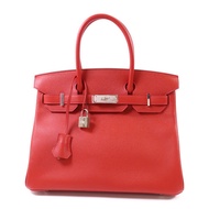 HERMES Epsom皮革Birkin 30銀扣手挽袋Rouge Casaque