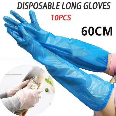 10PCS Waterproof Disposable Gloves Multifunctional Transparent Cleaning Long Gloves Durable Thickene