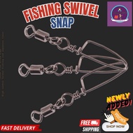 【Fishing Swivel】 Rolling Swivel with coastlock snap/kekili pancing/ lure Connector/snap swivel