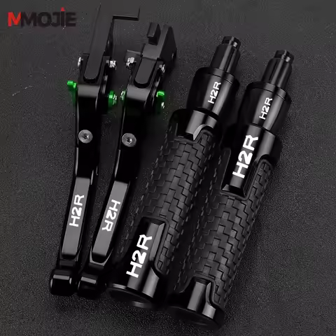 H2 R Motorcycle 7/8'' 22mm Handlebar Handle Grips Ends FOR Kawasaki H2 H2R 2015-2016 Foldable Brake 