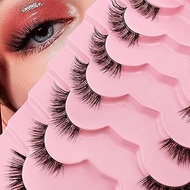 7P-CZ-A06 Clear Band Half Eyelashes, Cat Eye, 15 mm Short Cat Eye Artificial Eyelashes, Natural Look