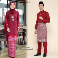 Baju Kurung Moden Songket  Queen Kain Corak Batik Printed Dengan Chiffon Cape Meroon