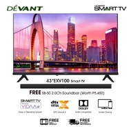 DEVANT 43EXV100 43 inch Full HD (FHD) 2K Smart TV - Netflix, YouTube, FREE Soundbar &amp; Wall Bracket