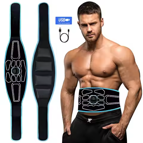EMS Muscle Stimulator Muscle Toner Abdominal Toning Belt USB Recharge Waist Massager Body Belly Weig