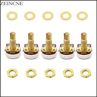 Zein 5pcs A500K Potentiometer Splined Pot Electric Guitar Bass Effect Amp Tone Volume