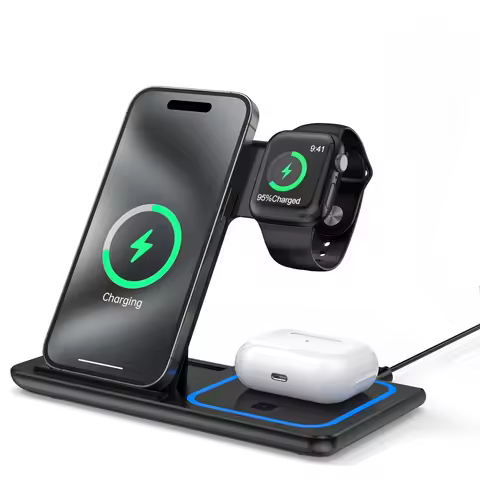 3 in 1 Wireless Charger Dock for iPhone 17/16/15/14/13/12/11/Pro Apple Watch Series 11-3 AirPods Pro