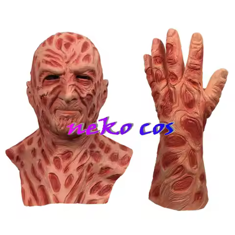 Funny Christmas Freddy Krueger Mask Cosplay costume Boss Latex Masks Gloves Halloween Carnival Party