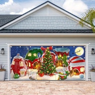 UUFelice Christmas Garage Door Cover, Polyester Holiday Decoration, Santa Claus Theme, Machine Washa