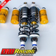 โช๊คเวฟ OHLINS โอลินสีดำและเหลือง ขนา330มิล งานประกอบแท้งาน50a ปรับระดับความแข็งความนุ่มได้ โช็คระบบน้ำมันแก๊ส ใส่Wave/Dreamได้ทุกรุ่น ไม่ต้องปาดบังโซ่