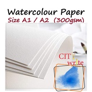 <Watercolour Paper Size A1 & A2 - 300gsm> Loose sheets 100% Cellulose Acid Free Watercolor Painting 