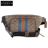 Coach Thompson Belt Signature Jacquard Stripe Body Bag, Men’s, ブラウン x Beige, Excellent Condition [Pr