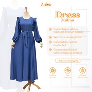 Kalina Drees Korean Style Trendy Wedding Gamis Long Dres Cringkle Latest Premium Muslimah Clothes