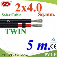5 Meters PV1-F Wire 2x4.0 Sq.mm. DC Solar Cable Cell Double Line Model PV1F-2x4-5m