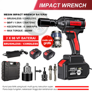 Impek Pembuka Baut Motor Impact Wrench Cordless High Torsi Brushless Impact Baterai 98V/Impact Full 