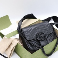 【CP 精選🌟小編推薦】Gucci 古馳 Marmont 黑武士 So Black 全黑釦 鏈條 手提包 斜背包 相機包