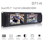 Feelworld D71-H Dual 7 Inch IPS 3RU 1280 x 800 HDMI LCD Rack Mount Monitor Portable 2 Screens Broadc