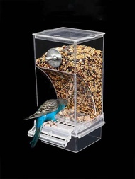 1入組無雜亂鳥飼料器自動鸚鵡餵飲器壓克力種子食物容器籠子配件,適用於小型和中型鸚鵡