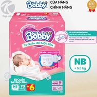 [Có KM Kèm] Bobby Tã Quần Mở Một Bên Bobby size NB-70 Miếng /Bobby size S-80 Miếng