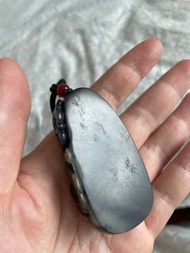 和田玉灑金皮青花無事牌