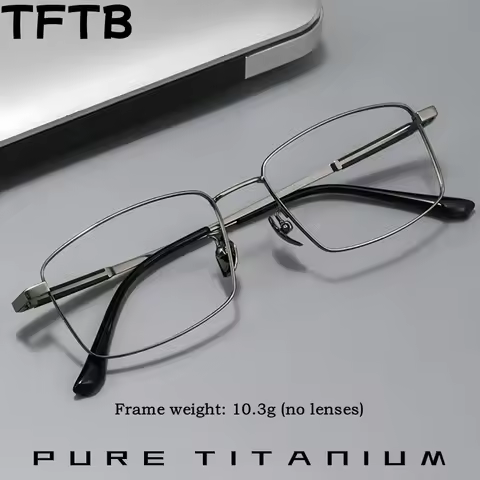 TFTB New Men's Business Pure Titanium Glasses Ultra Light Fashion Square Small Face Optical Prescrip
