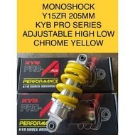 ADJUSTABLE MONOSHOCK ABSORBER KYB PRO SERIES KAYABA CHROME YELLOW FOR Y15ZR Y16ZR