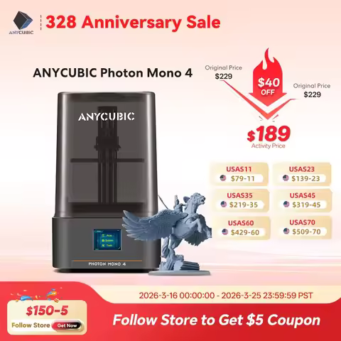 PRESALE ANYCUBIC Photon Mono 4 LCD 7'' 10K high-definition screen 3D Printer 2.2L Build Volume UV Re