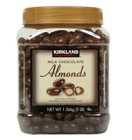 KIRKLAND SIGNATURE Milk Chocolate Almonds 1.36Kg (3lb) Roasted almonds covered in milk chocolate.