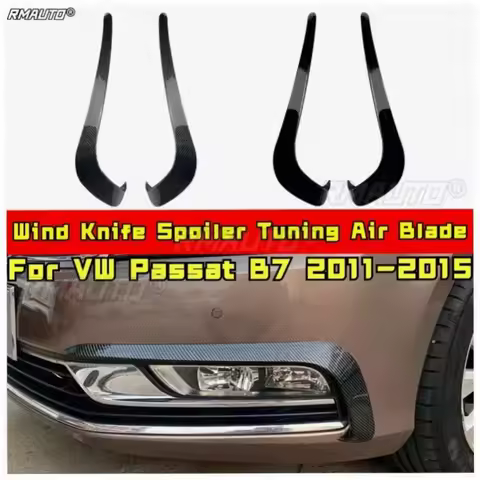 For VW Passat B7 2011-2015 Body Kit Wind Knife Spoiler Tuning Air Blade Front Bumper Side Splitter C