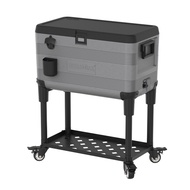 Cosmoplast Keep Cold Patio Ice Box / Cooler Box with Wheels 70L (Grey/Black)