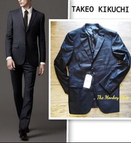 【 柒玖捌零日貨精品 】超值優惠 全新正品日本 TAKEO KIKUCHI 藍黑羊毛直條西裝外套 菊池武夫