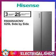 Hisense 660L Fridge Side by Side RS708N4ASN1 (Grey Metal) / RS708N4ABN1 (Black Metal) / 620L INVERTE