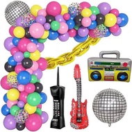 Radio Retro Theme Disco 101 Piece Party Guitar Decoration Mobile Phone Set 80s90s Balloon FQ7J