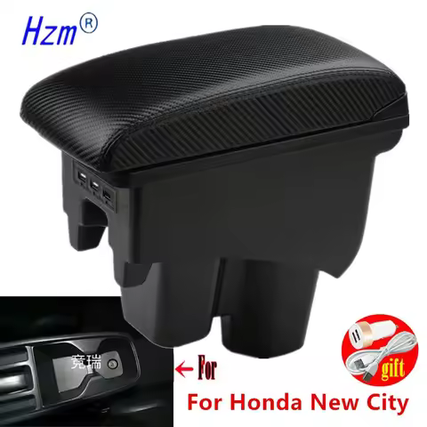 Car Armrest box For Honda City Armrest box For Honda New City central Store box USB Charging Interio