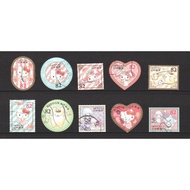 JAPAN 2016 GREETINGS SANRIO CHARACTER HELLO KITTY 82 YEN COMP. SET OF 10 STAMPS IN FINE USED CONDITI