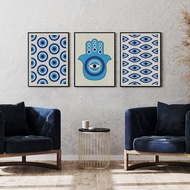 Blue Evil Eye Wall Art Boho Print Abstract Religion Poster Vintage Canvas Painting Nordic Hand Picture Living Bedroom Home Decor 36