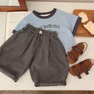 [Four Sweet] Spring Summer 90-140 Boys Girls Contrast Color Puppy Car Short-Sleeved Cotton T-Shirt C