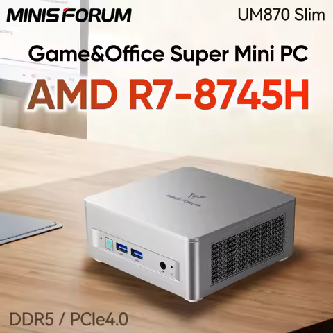 MINISFORUM Mini PC UM870 UM760 Slim AMD Ryzen 7 8745H R5 7640HS USB4 2*DDR5 2*NVMe 2.5G LAN Windows