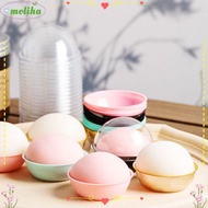 MOLIHA Round Plastic Moon Cake Box, Small Round DIY Wedding Party Cake Box,  50pcs Hemispherical Tra