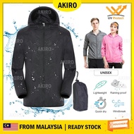 Jeket Windbreaker Waterproof Hitam- Jeket Motor, Baju Hujan, Aktiviti Lasak-AKIRO Windbreaker Waterp
